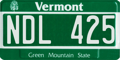 VT license plate NDL425