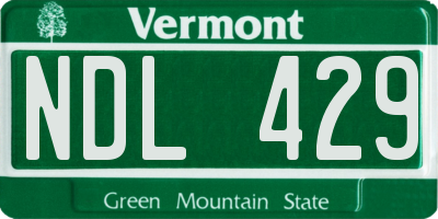 VT license plate NDL429