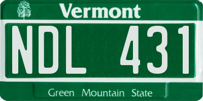 VT license plate NDL431
