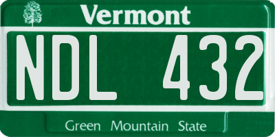 VT license plate NDL432