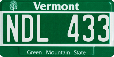 VT license plate NDL433