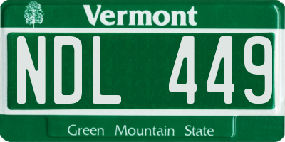 VT license plate NDL449