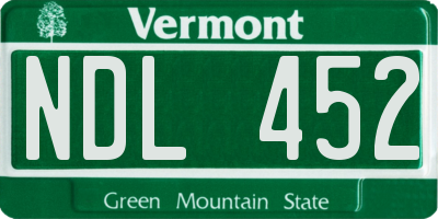 VT license plate NDL452