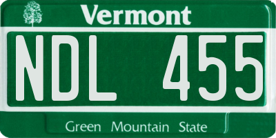 VT license plate NDL455