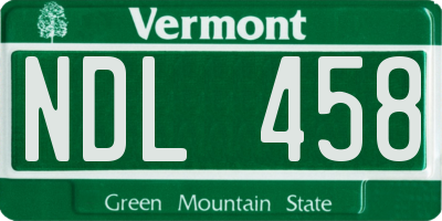 VT license plate NDL458