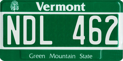 VT license plate NDL462