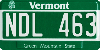 VT license plate NDL463