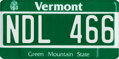 VT license plate NDL466