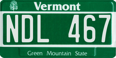 VT license plate NDL467