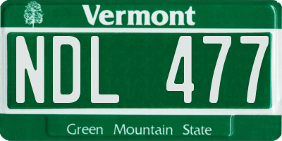 VT license plate NDL477
