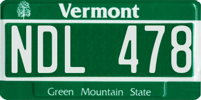 VT license plate NDL478