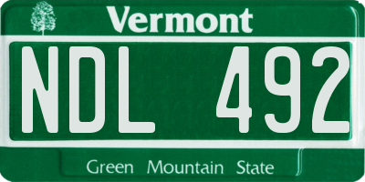 VT license plate NDL492