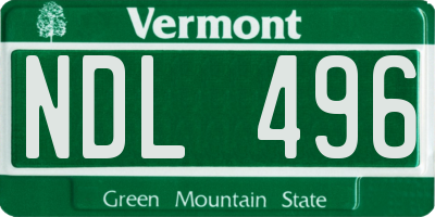 VT license plate NDL496