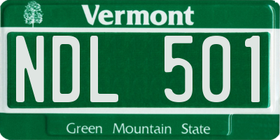 VT license plate NDL501