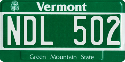 VT license plate NDL502