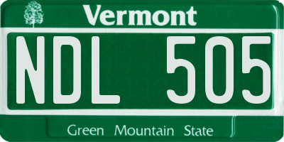 VT license plate NDL505