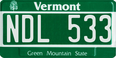VT license plate NDL533
