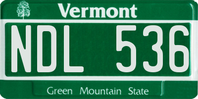 VT license plate NDL536