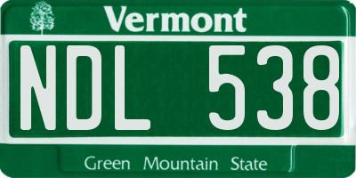 VT license plate NDL538