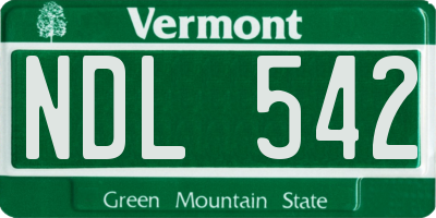 VT license plate NDL542