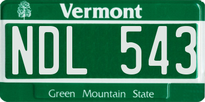 VT license plate NDL543