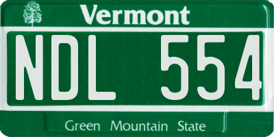 VT license plate NDL554