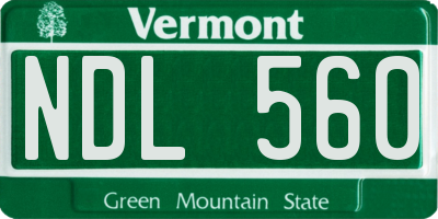 VT license plate NDL560