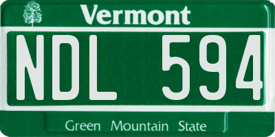 VT license plate NDL594