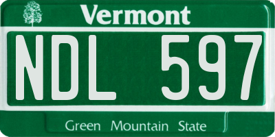 VT license plate NDL597