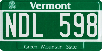 VT license plate NDL598