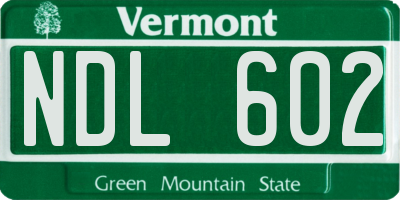 VT license plate NDL602