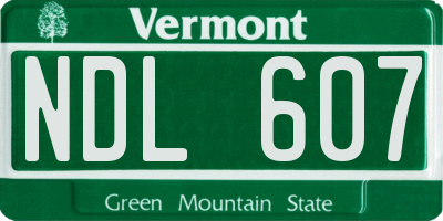 VT license plate NDL607