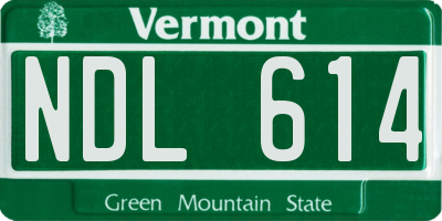 VT license plate NDL614