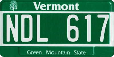 VT license plate NDL617