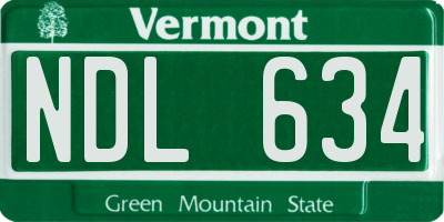 VT license plate NDL634