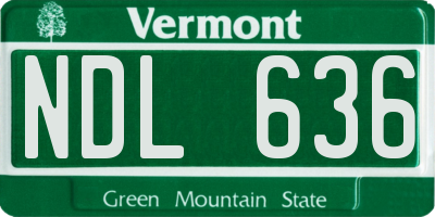 VT license plate NDL636
