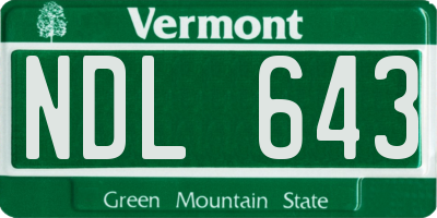 VT license plate NDL643