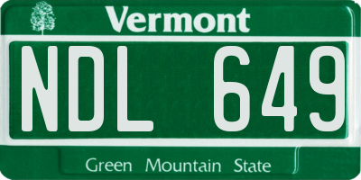 VT license plate NDL649