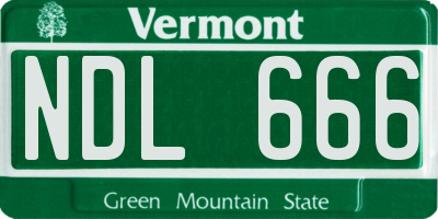 VT license plate NDL666
