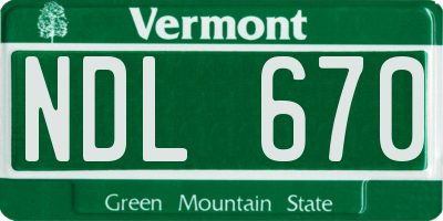 VT license plate NDL670