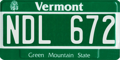 VT license plate NDL672