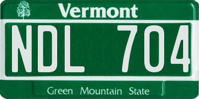 VT license plate NDL704