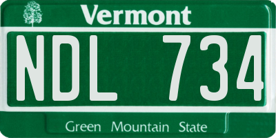 VT license plate NDL734
