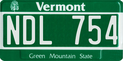 VT license plate NDL754