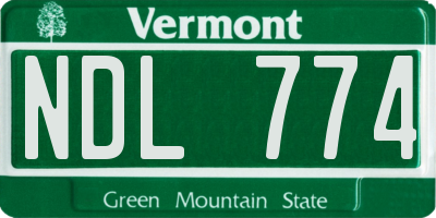 VT license plate NDL774
