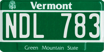 VT license plate NDL783