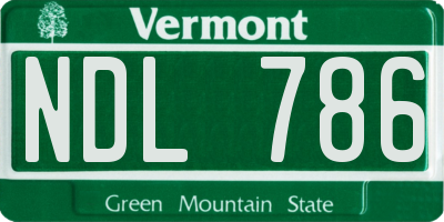 VT license plate NDL786