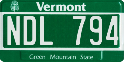 VT license plate NDL794