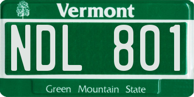 VT license plate NDL801