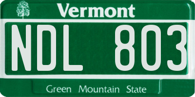 VT license plate NDL803